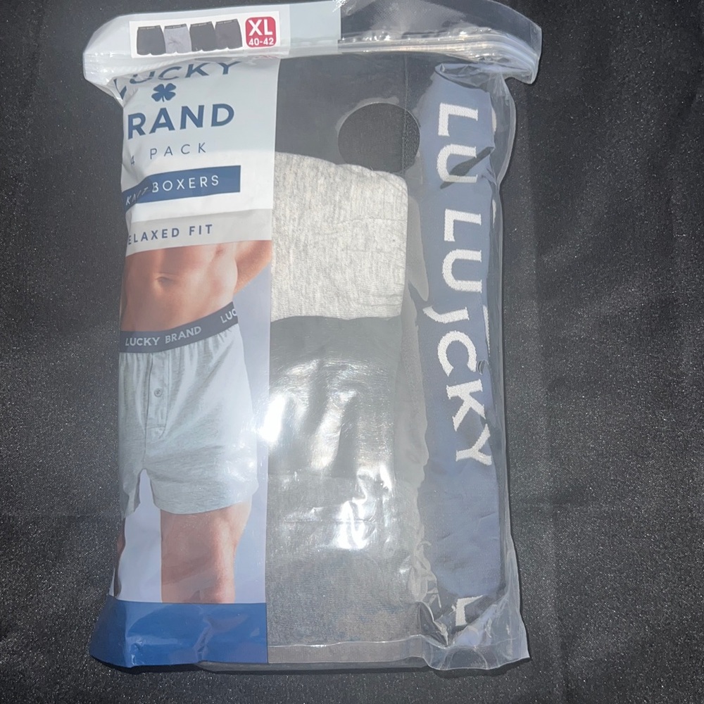 Lucky Brand Knit Boxer Shorts Cotton Assorted Color Underwear 4 Pk Sz XLARGE